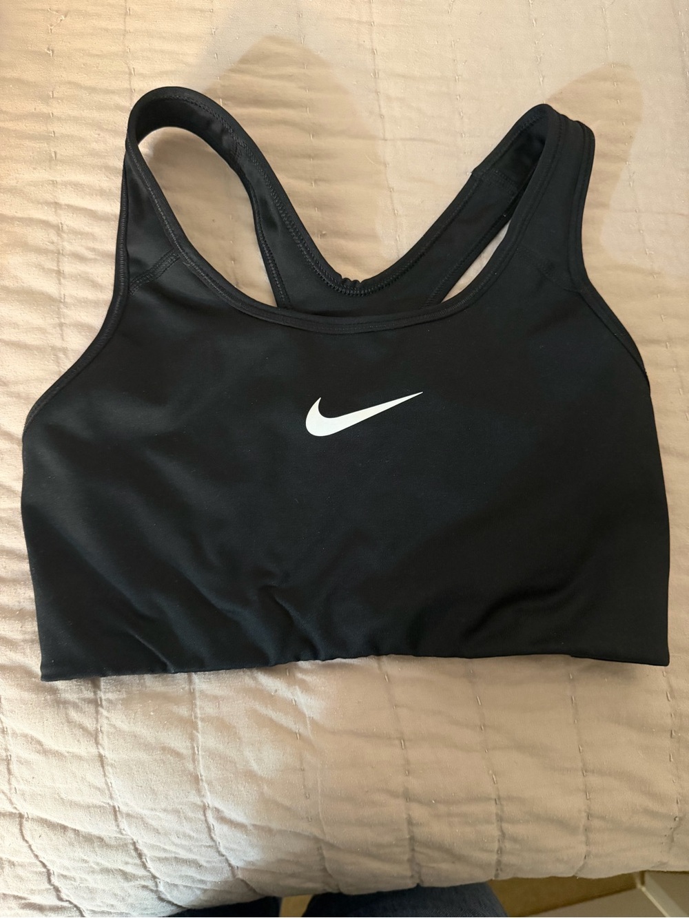 Nike Black Racerback Sports Bra with White Swoosh